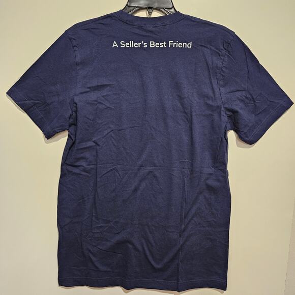 'Vendoo' reseller app logo tagline graphic tee short sleeve navy blue MED. NWOT - Picture 3 of 6